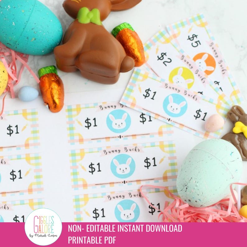 Easter Egg Hunt Bunny Bucks Printable, PDF Instant Download - Etsy