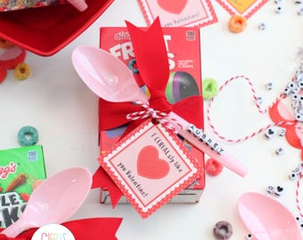 Cereal Valentine's Day Tag, PDF Instant Download