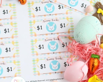 Easter Egg Hunt Bunny Bucks Printable, PDF Instant Download