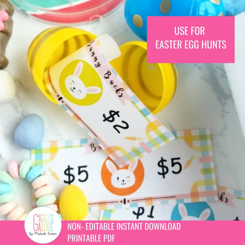 Easter Egg Hunt Bunny Bucks Printable, PDF Instant Download - Etsy