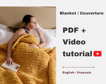 Patrón PDF + Videotutorial: Cómo hacer una manta gruesa tejida a mano, hazlo tú mismo, crea tu propia manta