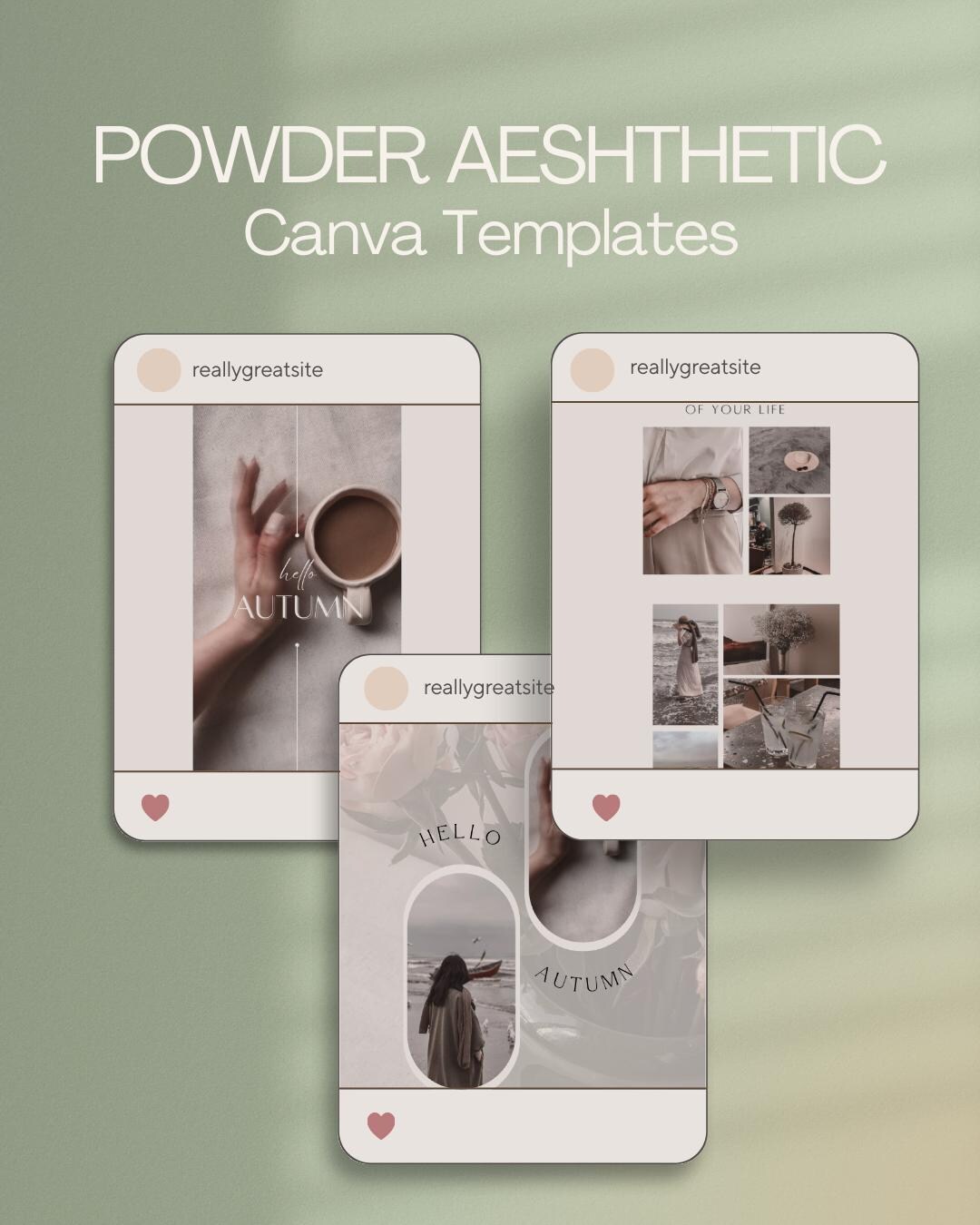 150 Powder Aesthetic Instagram Post Templates| Luxury Blogger| Mindful ...