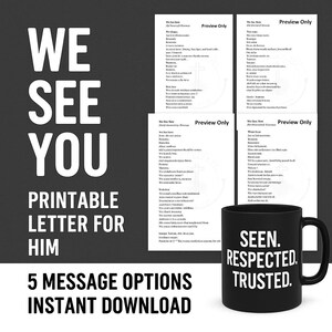 We See You - Printable Poem/Letter for a Godly Man – 5 Occasion Versions