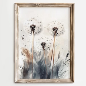 Dandelion Art Print, Watercolor Dandelion Decor, Botanical Wall Art, Minimalist Dandelion Art, Wildflower Art, Whimsical Art Print, Gift For
