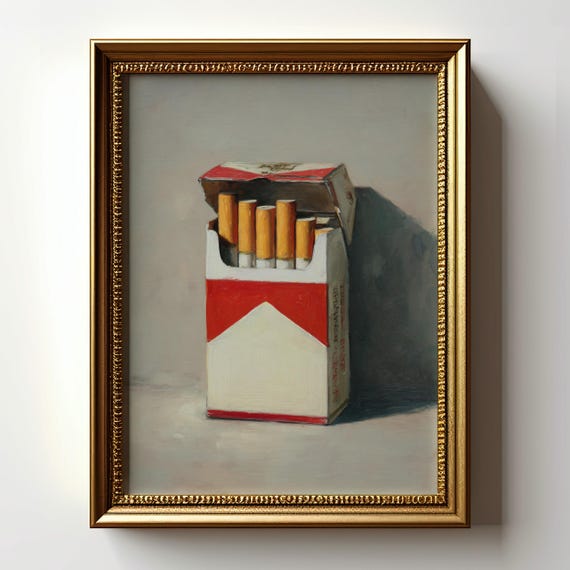 cigarette box artwork Cigarette Pack Wall Art Print, Minimalist Still Life Painting, Vintage  Tobacco Illustration, Red and White Box Art, Modern Realism Decor