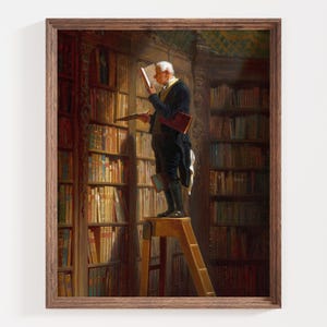 The Bookworm Art Print, Vintage Library Painting, Classical Book Lover Decor, 19th Century Reading Artwork, Antique Literary Wall Art image 6