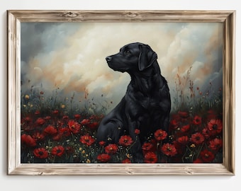 Black Labrador Art Print, Dog Lover Wall Decor, Black Lab Artwork, Black Dog Portrait, Black Labrador Retriever Gift, Modern Pet Artwork