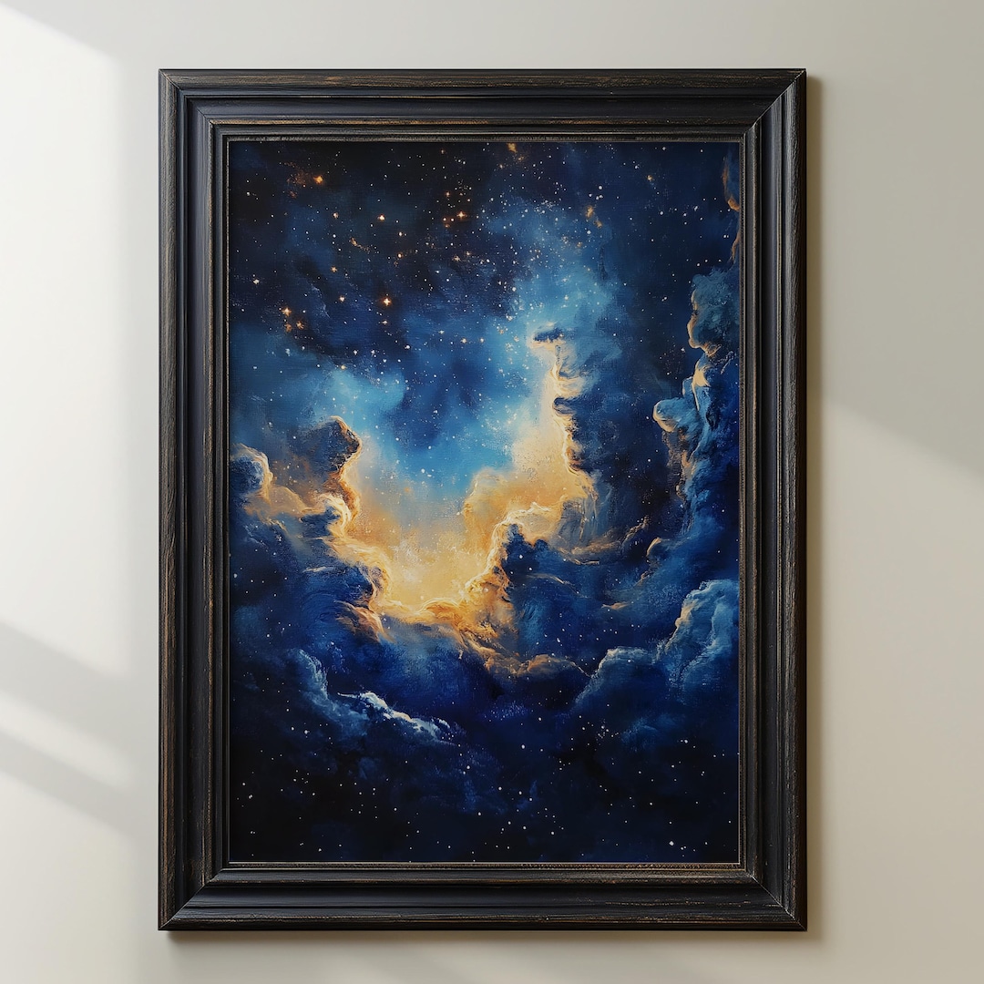 Celestial Nebula Art Print, Cosmic Galaxy Painting, Deep Space Wall Art ...