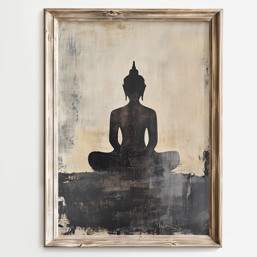 Abstract Buddha Art Print, Black and Gold Meditation Decor, Spiritual ...