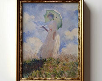 Woman With A Parasol By Claude Monet, Impressionist Landscape Print, French Master Painting Wall Art, Vintage Garden Decor, Art Lover Gift
