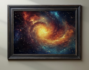 Spiral Galaxy Art Print, Cosmic Painting, Nebula Wall Art, Space Decor, Colorful Galaxy Print, Milky Way Art, Deep Space Art, Galactic Decor