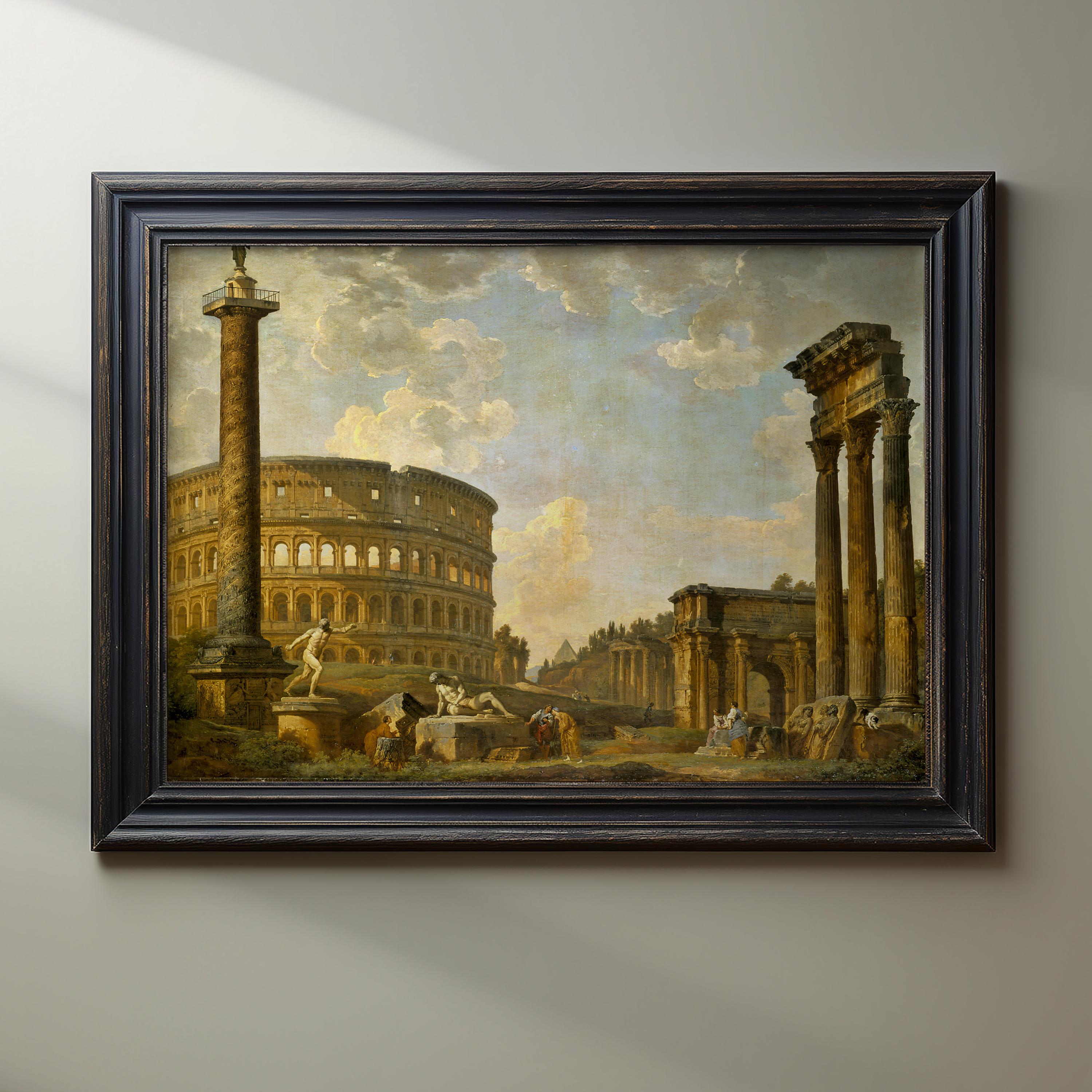Roman Colosseum Art Print, Capriccio Painting Giovanni Panini