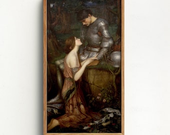 Lamia by John William Waterhouse, Pre-Raphaelite Knight and Maiden Art Print, Romantic Mythology Poster, Vintage Fantasy Wall Decor