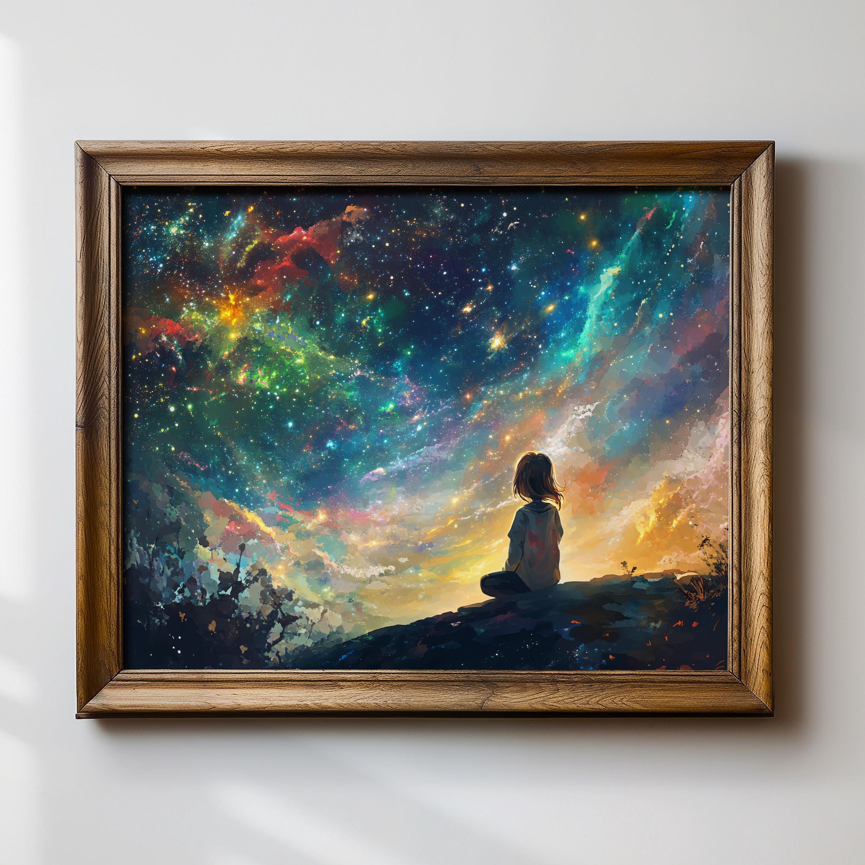 Galaxy Art Print, Stargazing Artwork, Cosmic Wall Decor, Starry Night ...