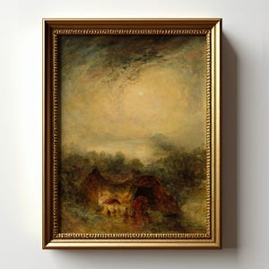 Romanticism Landscape Art Print, William Turner Painting, Golden Light Artwork, Historical Seascape, Antique Fine Art, Atmospheric Decor
