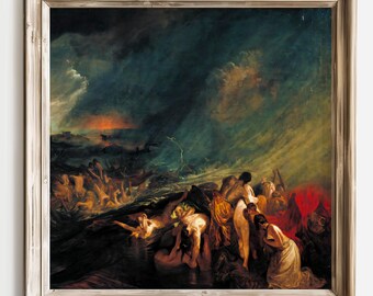 The Deluge Painting, JMW Turner Art Print, Biblical Flood Painting