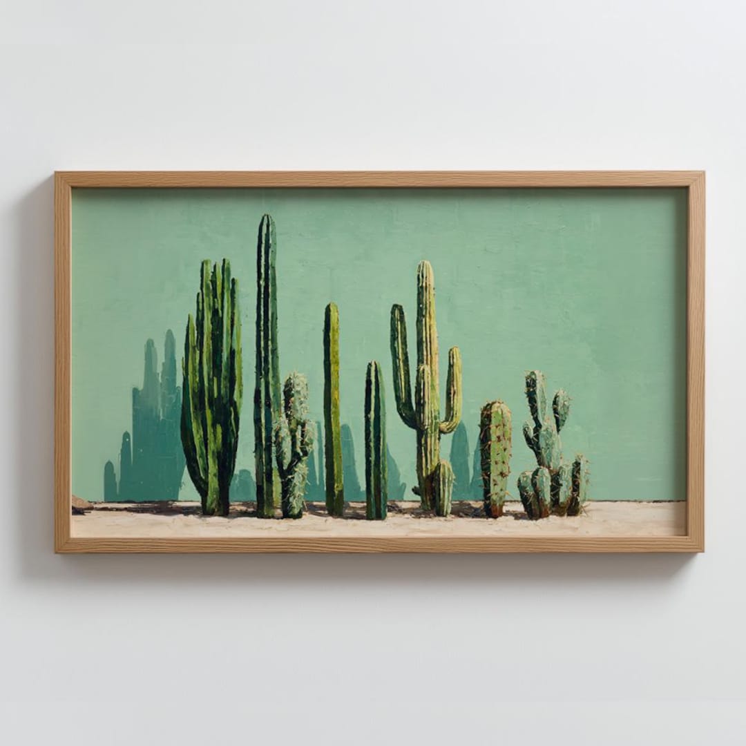 Desert Cactus Wall Art Print, Southwest Landscape Painting Poster ...