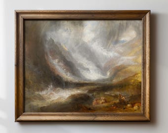 Valley of Aosta Snowstorm Print, J.M.W. Turner Painting, Avalanche and Thunderstorm Art, Romantic Landscape Art, Stormy Mountain Scene