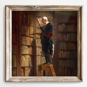 The Bookworm Art Print, Vintage Library Painting, Classical Book Lover Decor, 19th Century Reading Artwork, Antique Literary Wall Art image 9