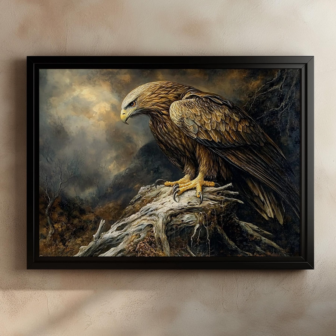 Golden Eagle Wall Art, Majestic Bird of Prey Print, Wildlife Art Decor ...