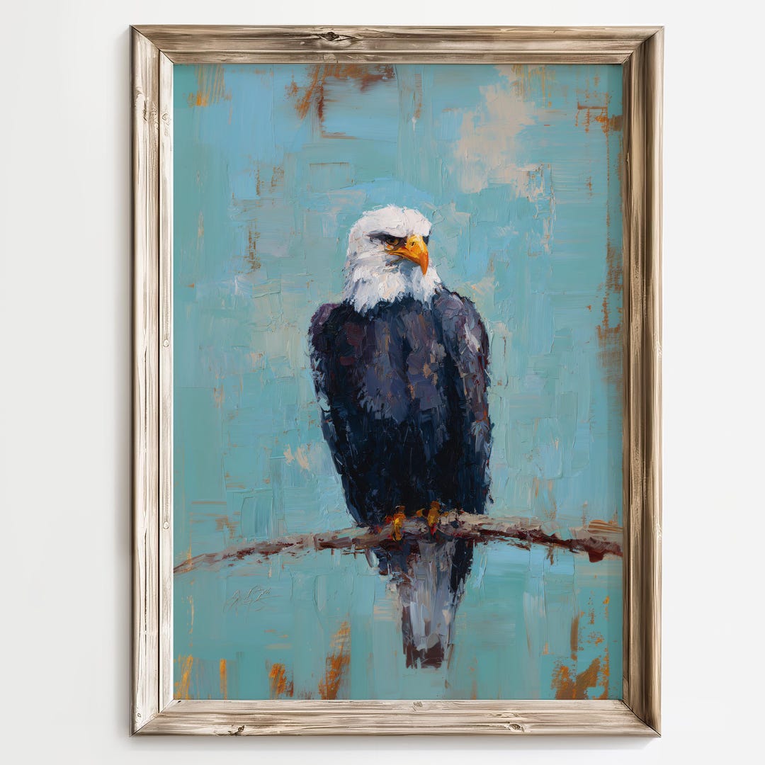 Bald Eagle Wall Art Print, Majestic Bird Painting Poster, Patriotic ...