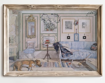 The Lazy Corner Print, Carl Larsson Swedish Interior Watercolor