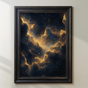 Stunning Cosmic Clouds Art Print, Galaxy and Stars Wall Decor, Celestial Landscape Painting, Nebula Artwork, Space and Astronomy Poster