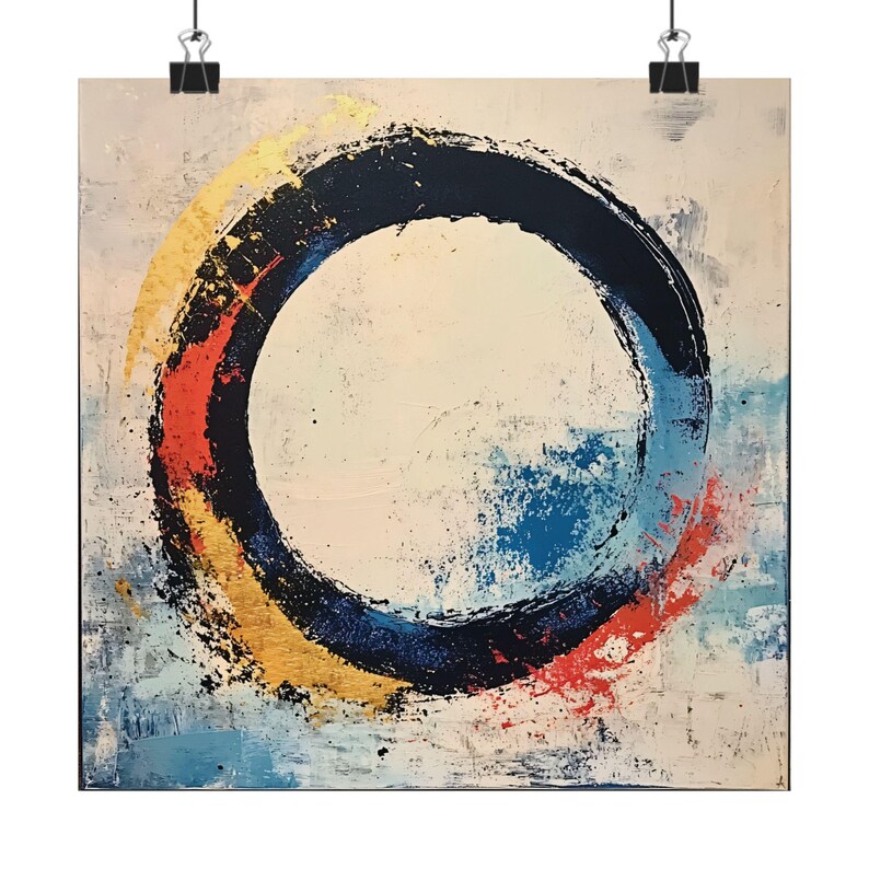 Enso Wall Art, Color Splash Art, Zen Circle Artwork, Enso Circle ...