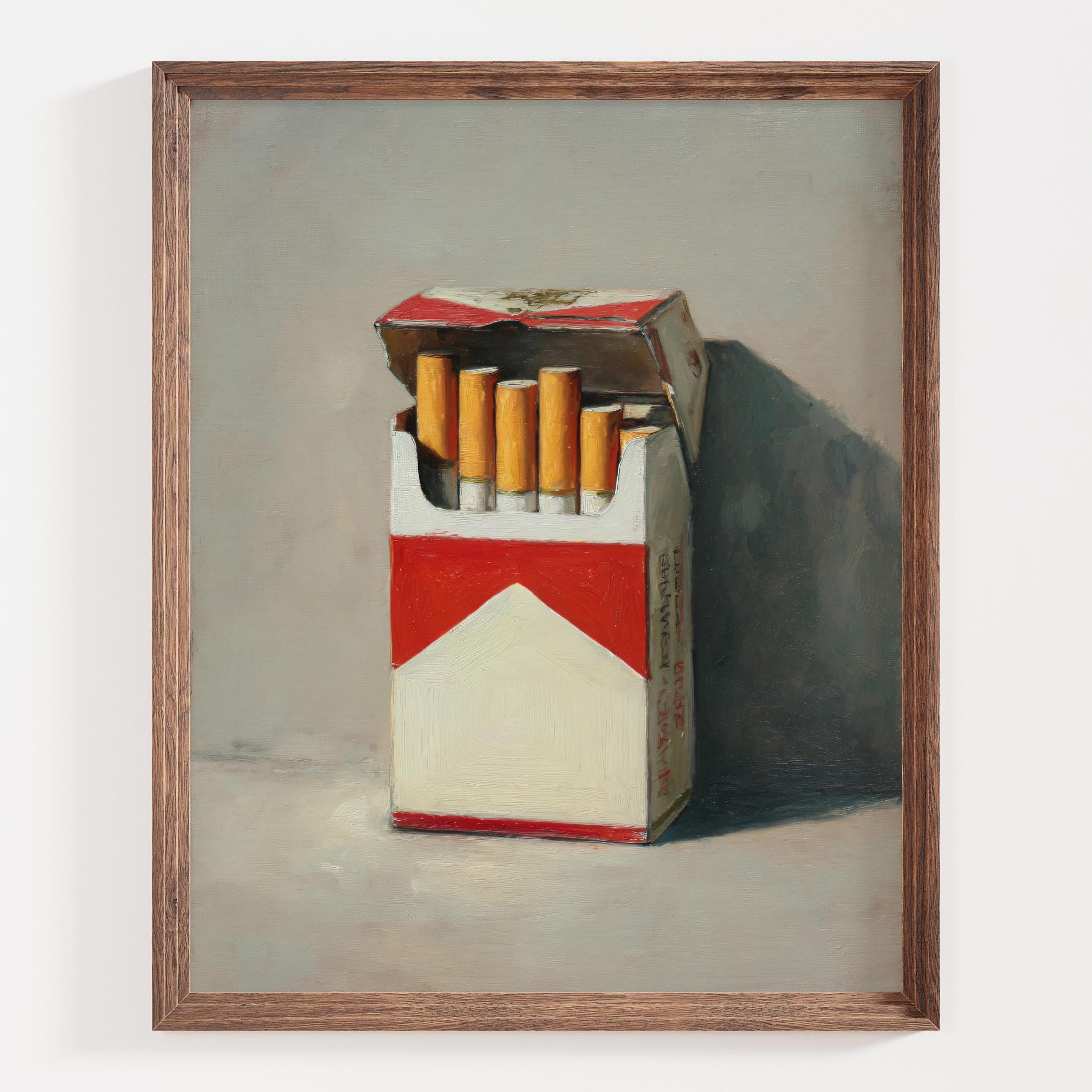 cigarette pack art Cigarette Pack Wall Art Print, Minimalist Still Life Painting, Vintage  Tobacco Illustration, Red and White Box Art, Modern Realism Decor