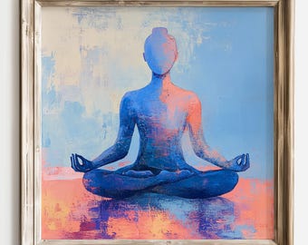 Abstract Yoga Print Colorful Meditation Art Yoga Wall Decor Vibrant Zen Art Mindfulness Art Meditation Pose Meditative Silhouette Zen Decor