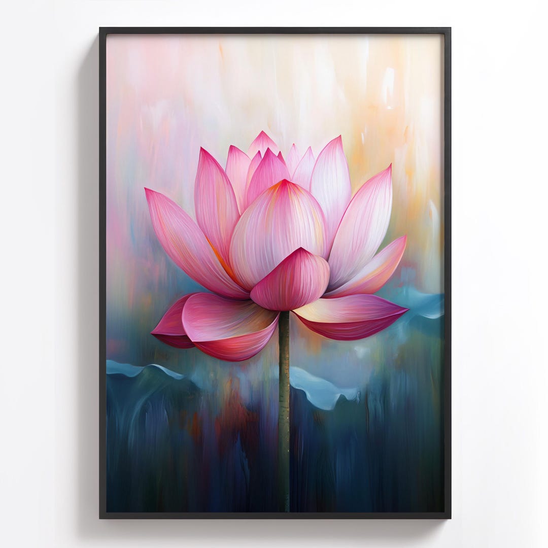 Pink Lotus Flower Wall Art, Zen Floral Print, Tranquil Meditation Decor ...
