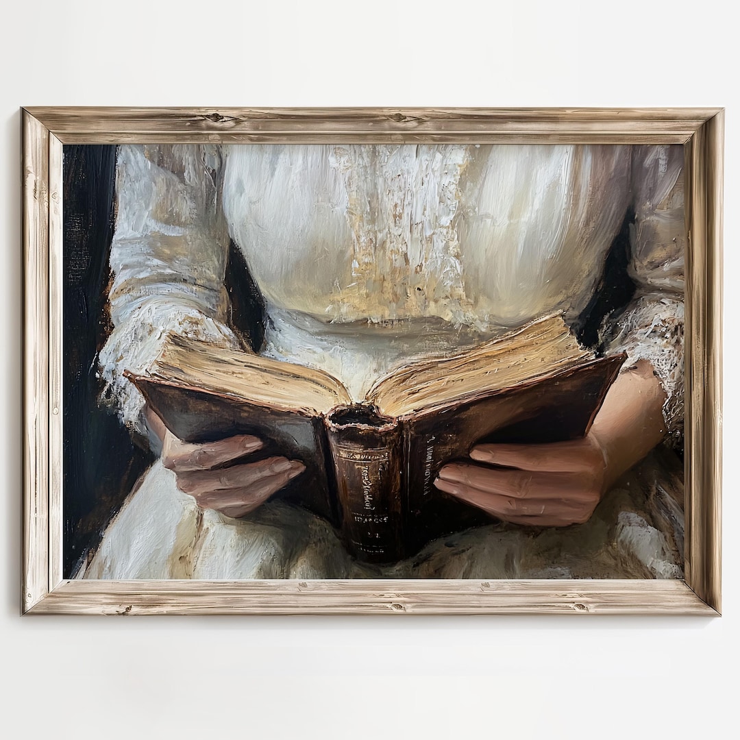Vintage Book Lover Art Print, Woman Reading Antique Book, Literary Wall ...