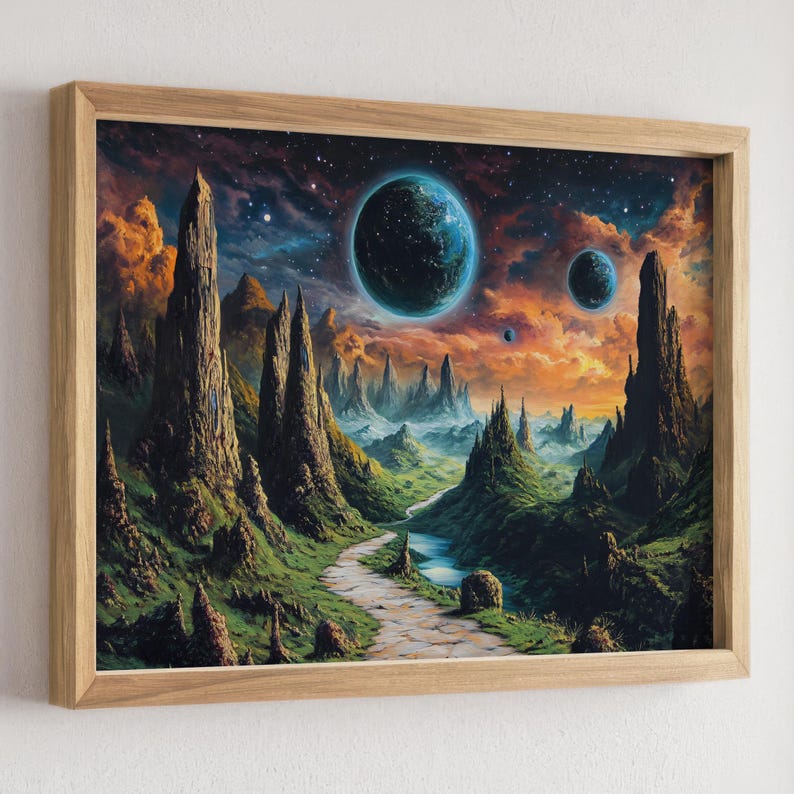 Fantasy Landscape Wall Art, Sci-fi Planet Artwork, Surreal Space Decor ...