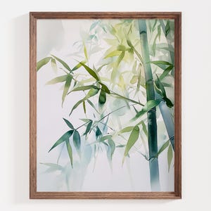 Bamboo Art Print, Watercolor Painting, Zen Home Decor, Bamboo Watercolor Art, Asian Art Print, Calming Wall Decor, Floral Art, Gift For