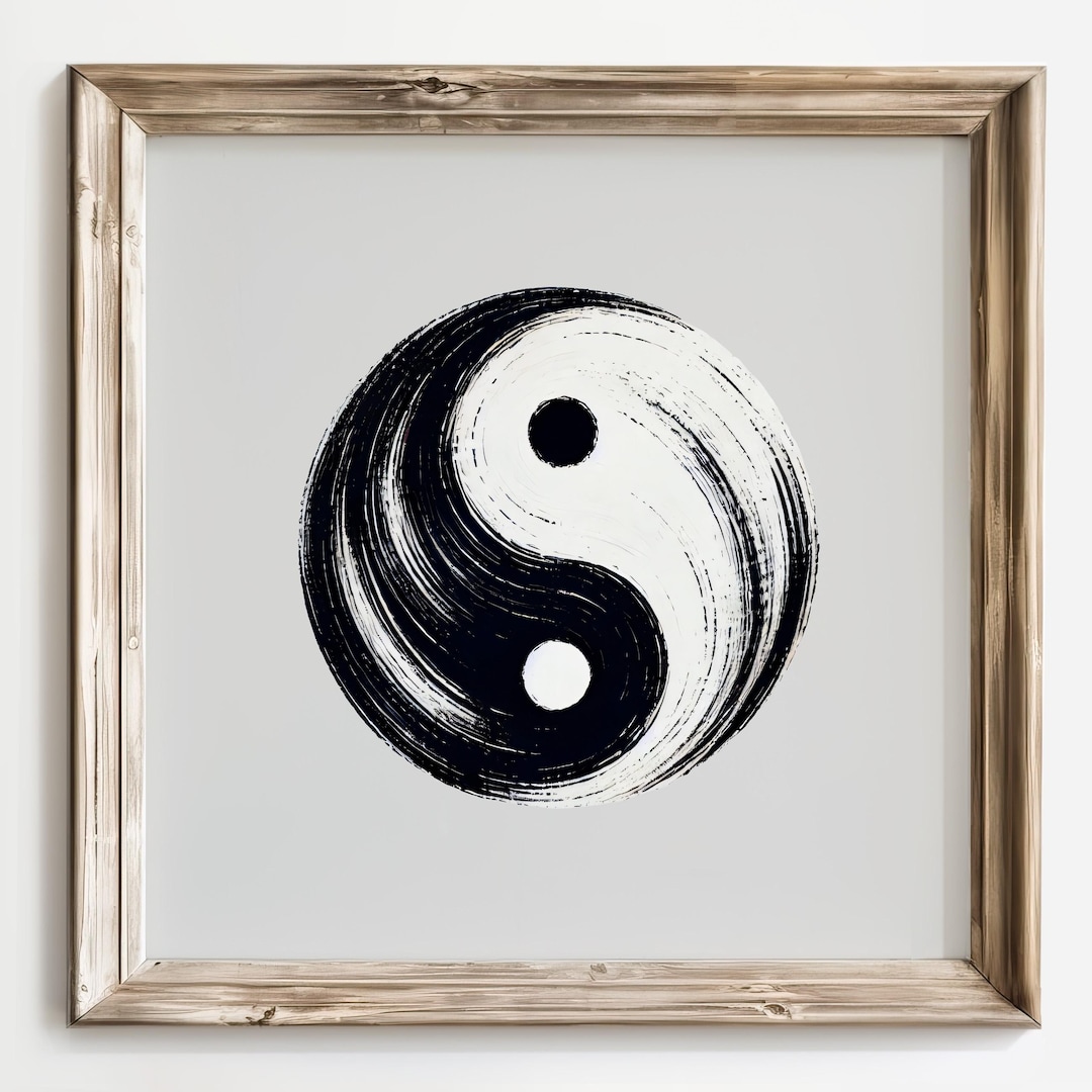Yin Yang Wall Art, Zen Decor, Taoist Symbol Print, Minimalist Black and ...