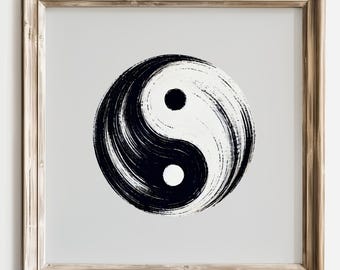 Yin Yang Wall Art, Zen Decor, Taoist Symbol Print, Minimalist Black and White Artwork, Balance and Harmony, Feng Shui Poster, Spiritual Art