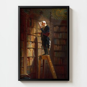 The Bookworm Art Print, Vintage Library Painting, Classical Book Lover Decor, 19th Century Reading Artwork, Antique Literary Wall Art image 8