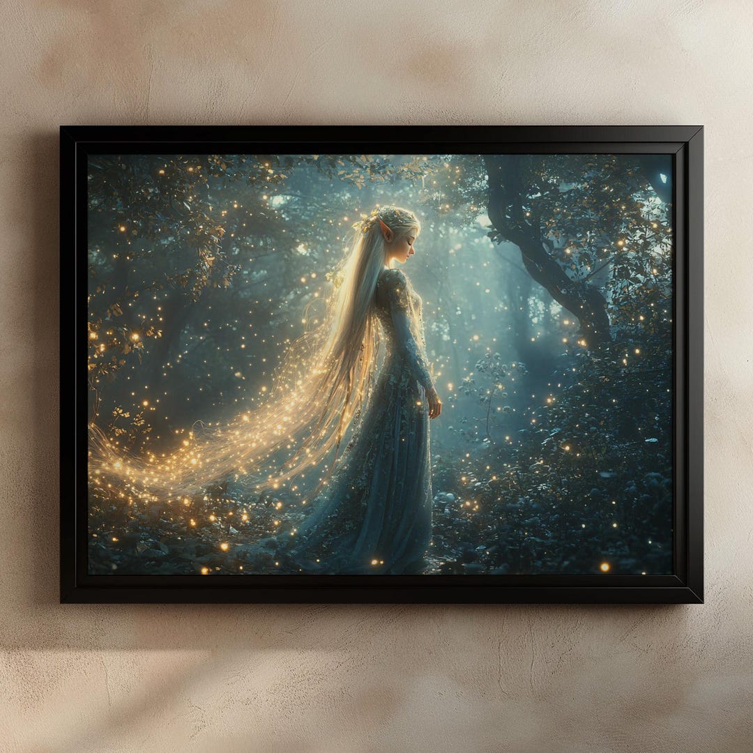 Fantasy Elf Print, Enchanted Forest Art, Elven Queen Artwork, Fairy ...