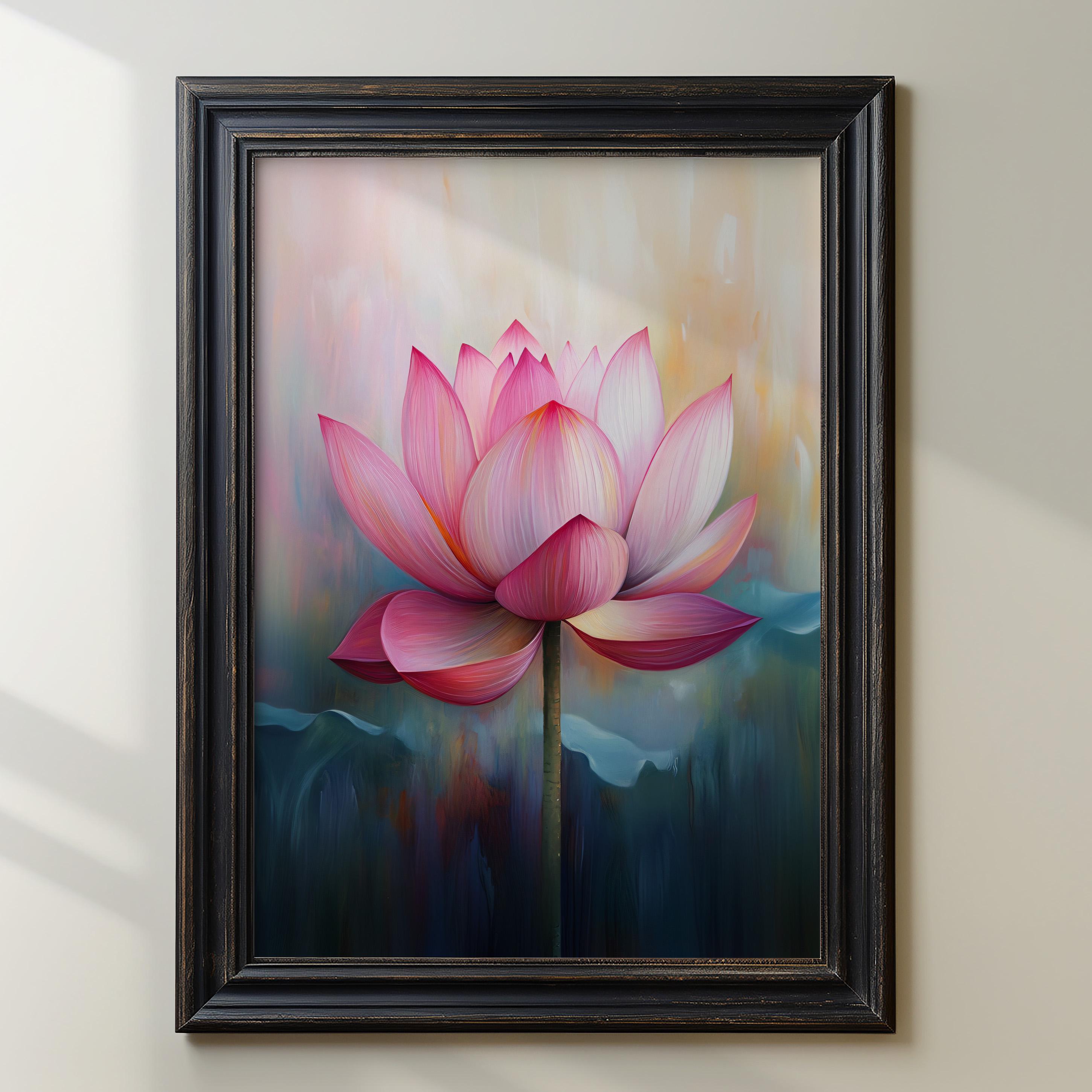 Pink Lotus Flower Wall Art, Zen Floral Print, Tranquil Meditation Decor ...