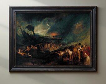 【新品・未使用】DUFEX 英国製 エッチングアート　夕べの帆走 The Deluge Painting, JMW Turner Art Print, Biblical Flood Painting