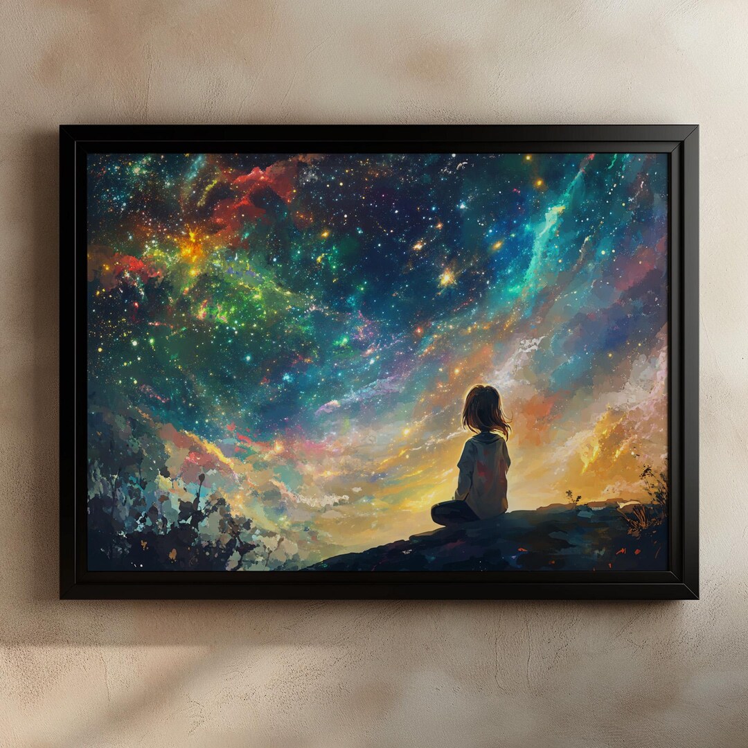 Galaxy Art Print, Stargazing Artwork, Cosmic Wall Decor, Starry Night ...