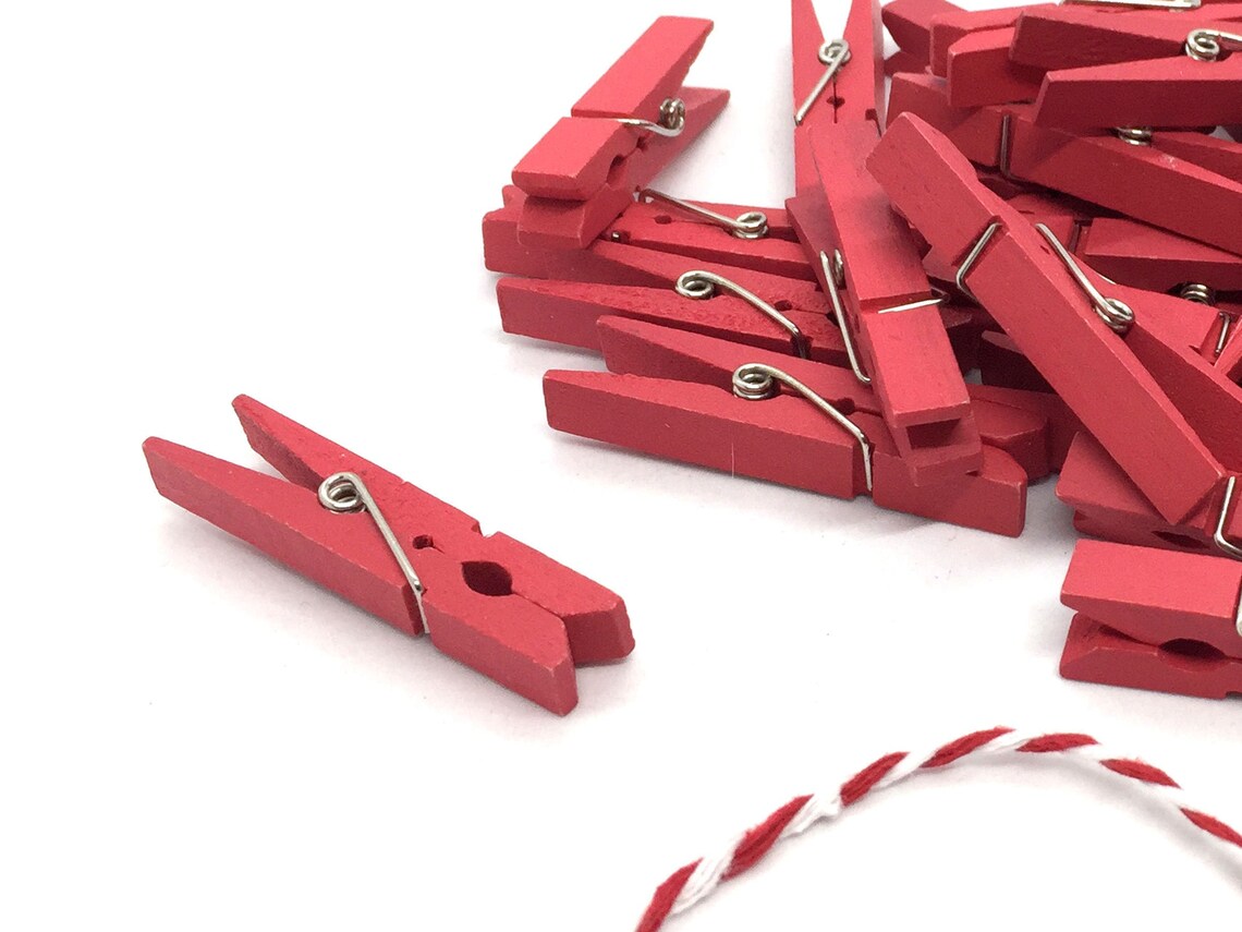 144 Small Red Clothes Pins 1 7/8 x 1/4 46mm Etsy