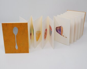 Artist Book / Limited Edition / 20 Bits of Passion You Can Eat With a Spoon / Accordion Book / Passion Fruit / Watercolor Paintings