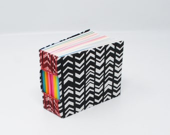 Bitty Book / A Page A Day Journal / 365 Day Journal / Hand Bound Notebook / Day Book / Lay Flat / Black and White with Rainbow Pages