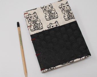 Menagerie Journal / Junk Journal / Notebook / Artist Sketchbook / Hand Bound / One of a Kind / Lucky Cats and Skulls