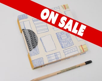 Guestbook / Small Sketchbook / Hand Bound Journal / Square Notebook / Lay Flat Blank Book / Rigid Fabric Cover / Old School Paper