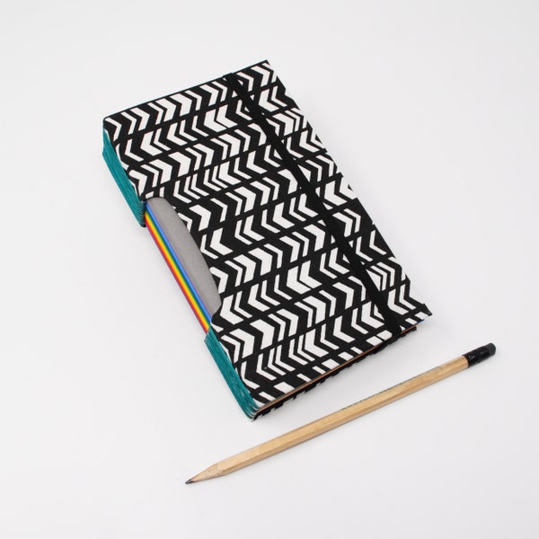 3 Year Journal / Day Book / 365 Page Notebook / Gratitude Journal / Hand Bound / Lined Pages / Black and White Rigid Fabric Cover