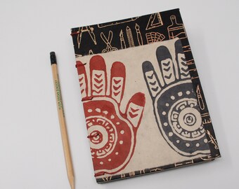 Menagerie Journal / Junk Journal / Notebook / Artist Sketchbook / Hand Bound / One of a Kind / Henna Hands and Art Supplies