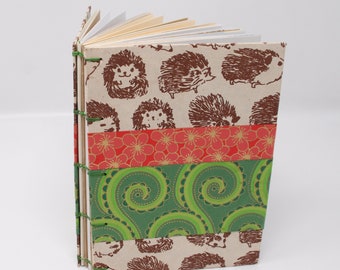 Menagerie Journal / Junk Journal / Notebook / Artist Sketchbook / Hand Bound / One of a Kind / Hedgehogs, Flowers and Ferns