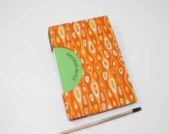 Blank Hand Bound Journal / Notebook / Rigid Fabric Cover / Lay Flat Pages / Back to the Future George McFly's Orange and Green Journal